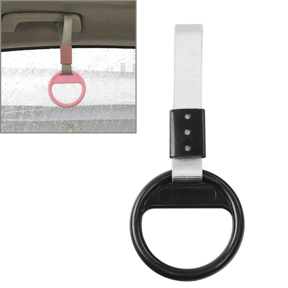 1Pc Black Round Ring Handle Strap for Car Train Bus