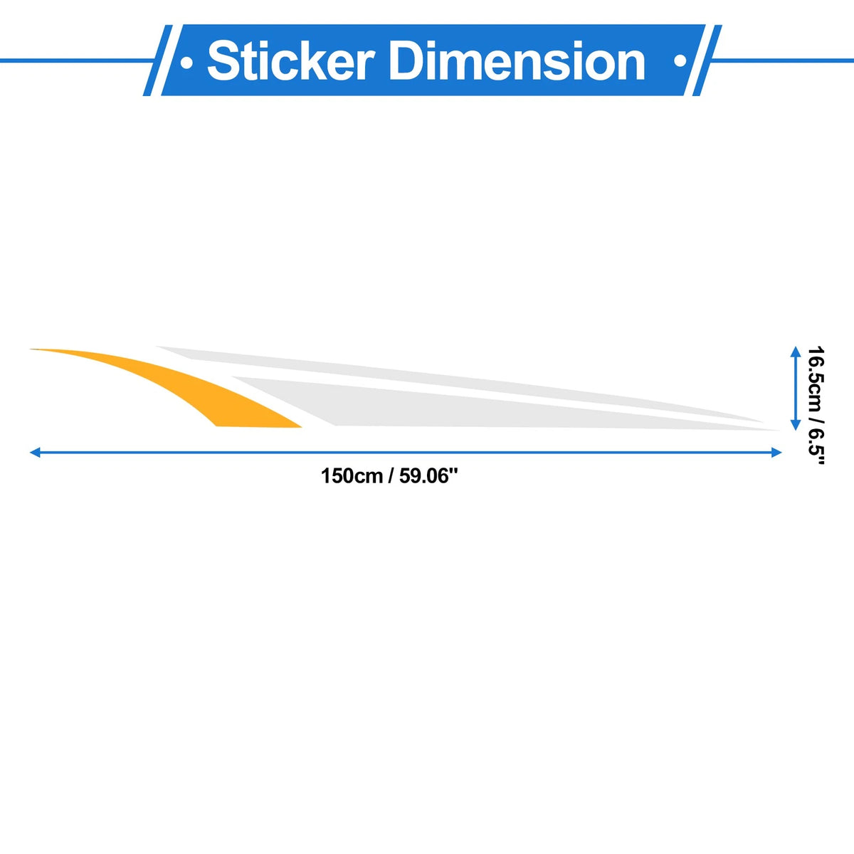 1 Pair Racing Stripes Bumper Sticker Decal for Universal Fit (150x16.5cm)