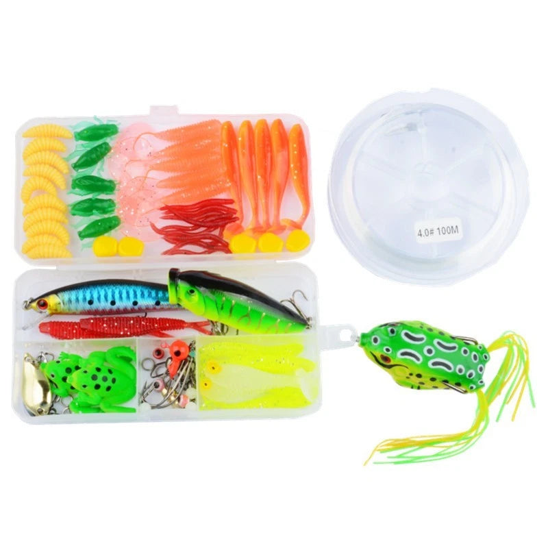 80 Piece Assorted Fishing Lure Kit with Spoons, Soft Baits, Hooks & Tackle Box