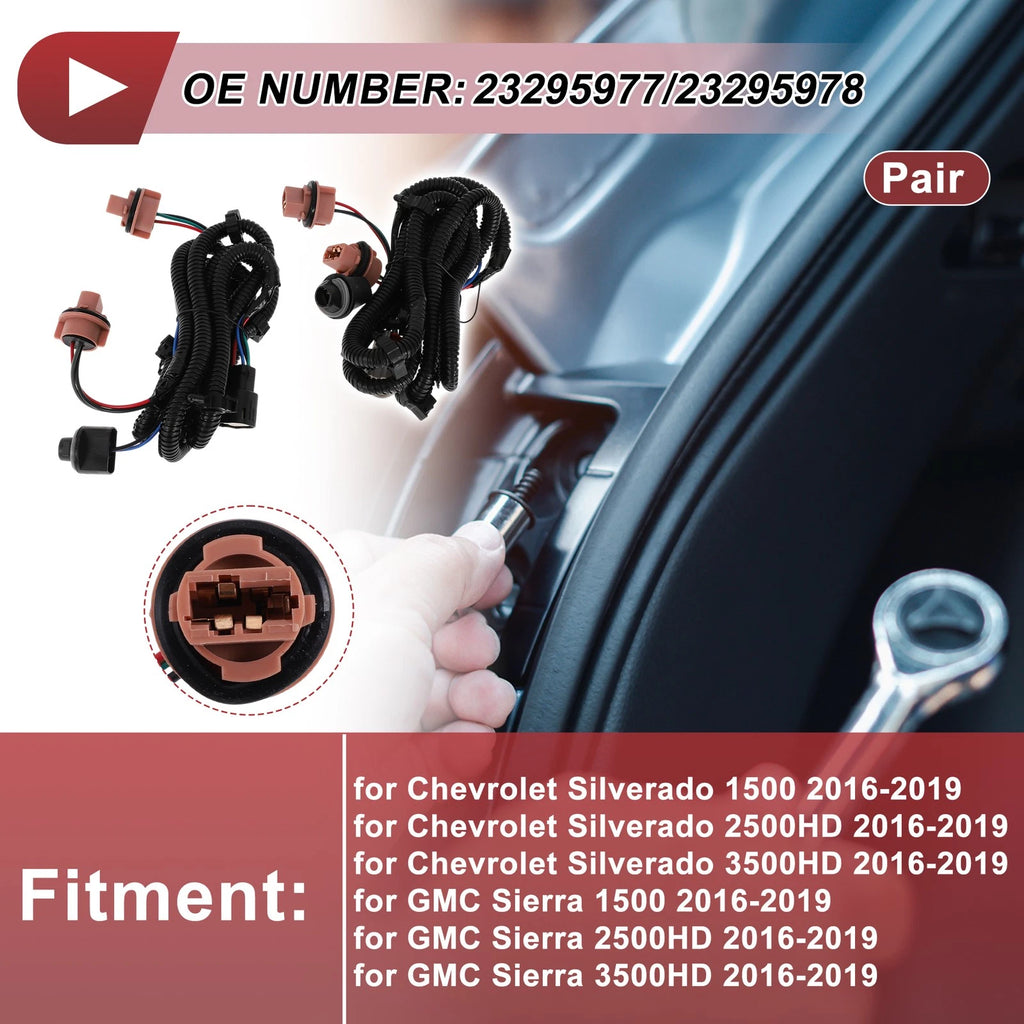 Tail Light Socket Wiring Harness Left Right for Chevrolet Silverado (2014–2018)