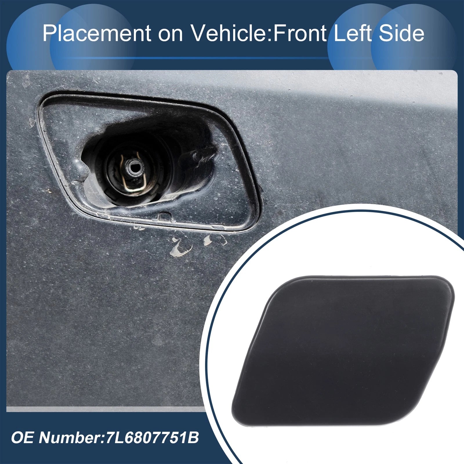 Front Left Washer Nozzle Cover Cap Replacement for Volkswagen Touareg (2007–2010)