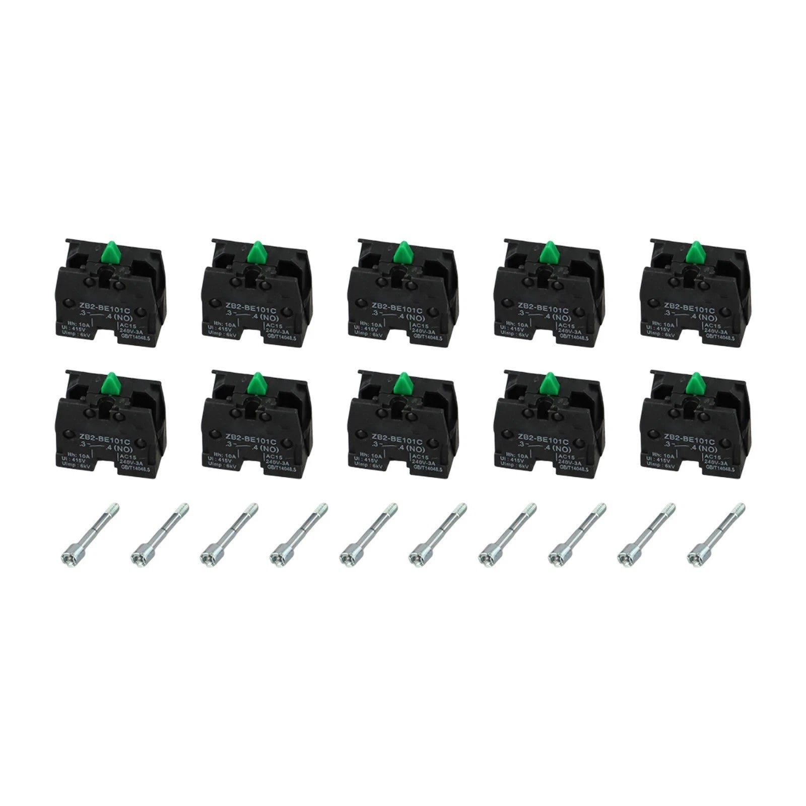 10 Pack Momentary Push Button Contact Blocks for Electrical Applications