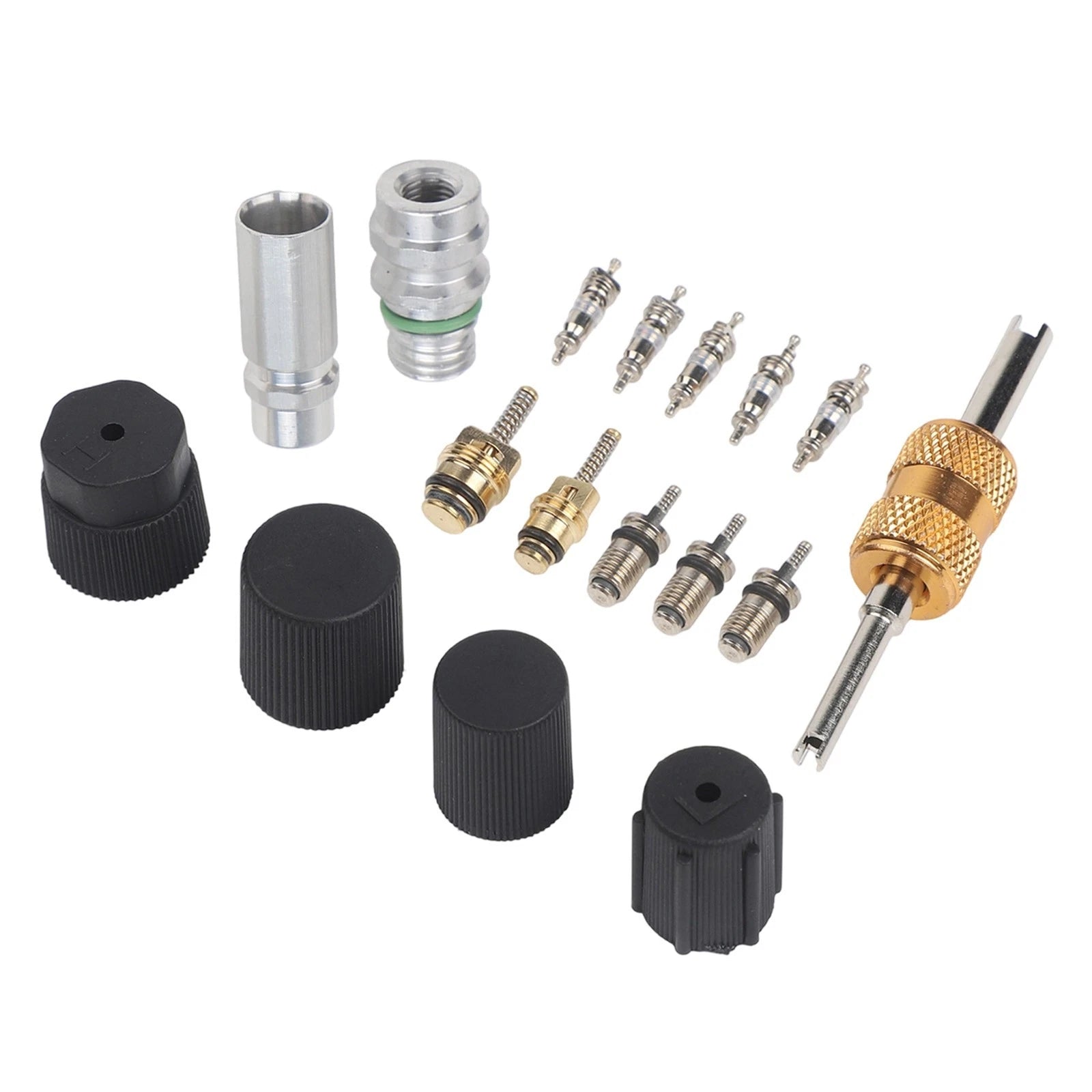 17PCS AC Valve Core Kit for R134a Systems (Compatible with Multiple Models)