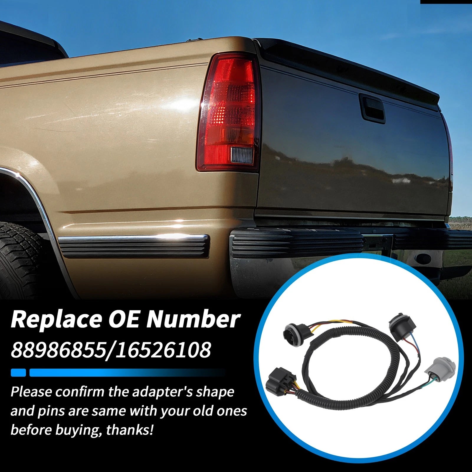 Right Tail Light Socket Harness Wiring Replacement for Chevy Silverado (1999–2005)