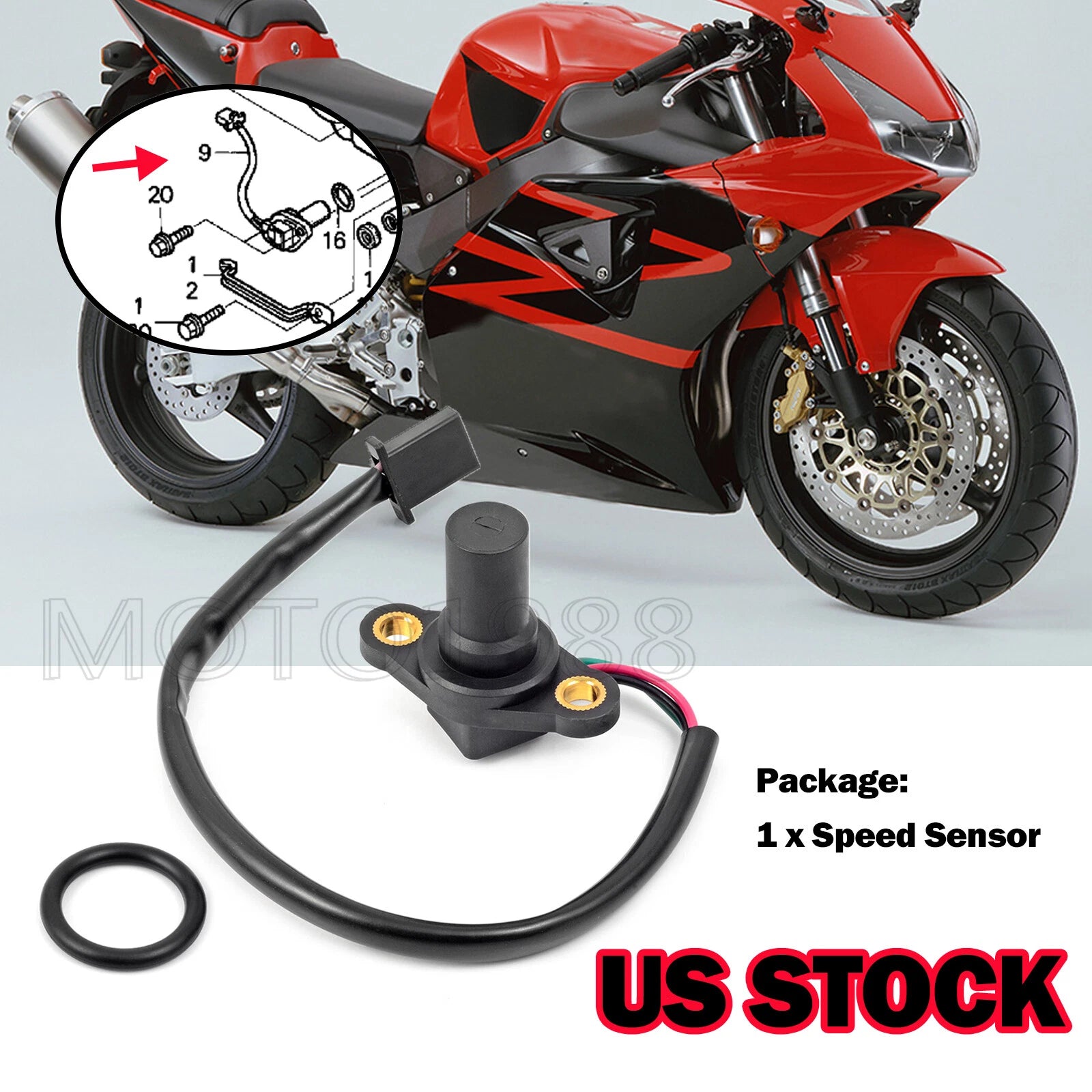 Speedometer Speed Sensor for Honda CBR900RR CBR929RR (2000–2001) 37700-MCS-003