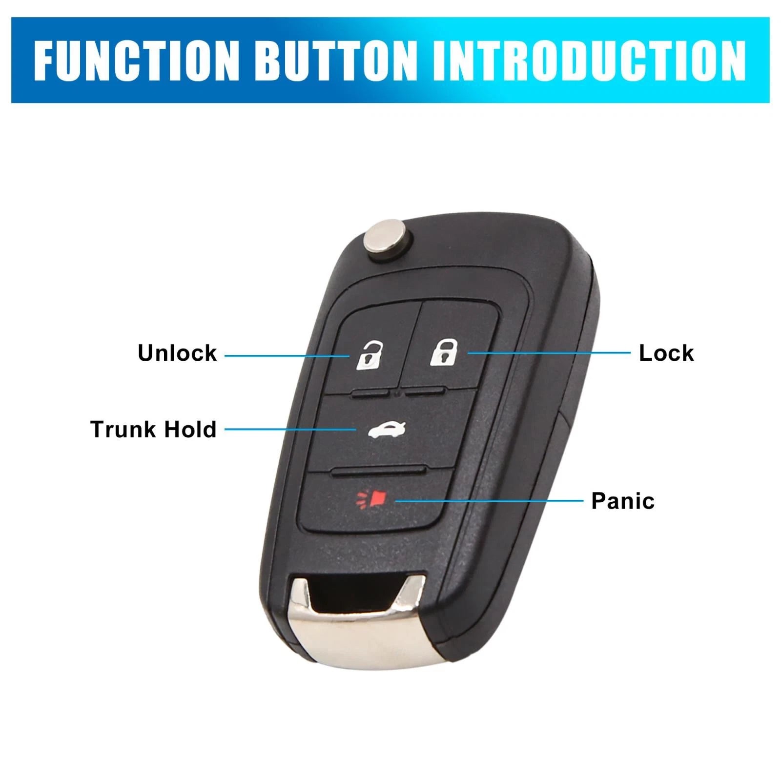 Replacement Remote Key Shell Case for Chevrolet Cruze (4 Button Black) (2011–2016)