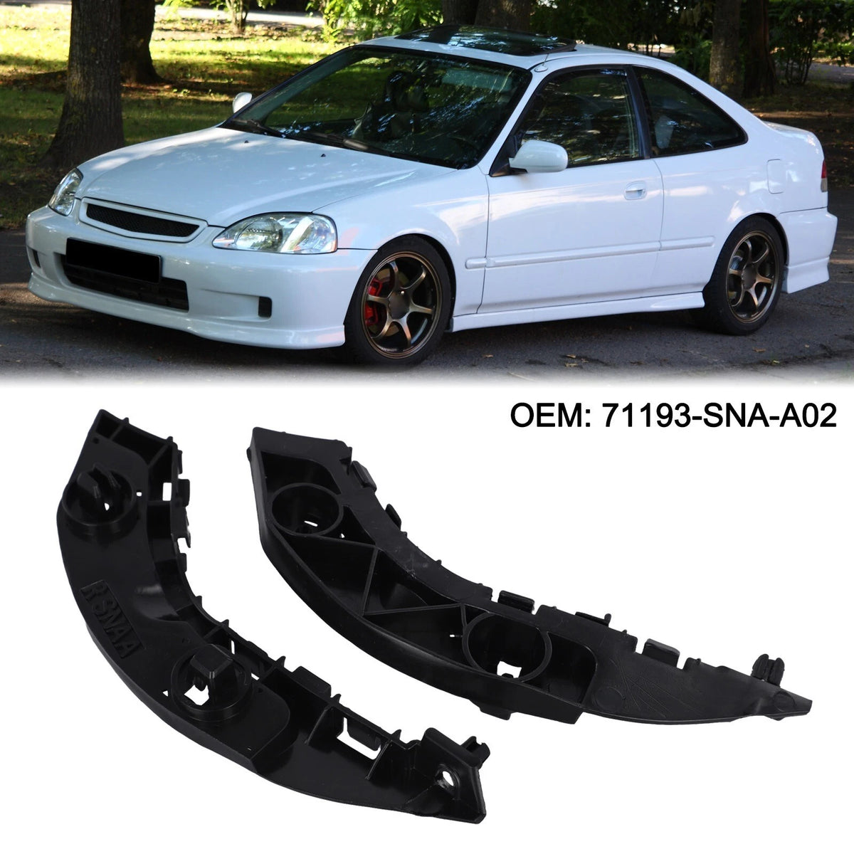 Front Bumper Bracket for Honda Civic (2006–2011) Black Finish Set of 2