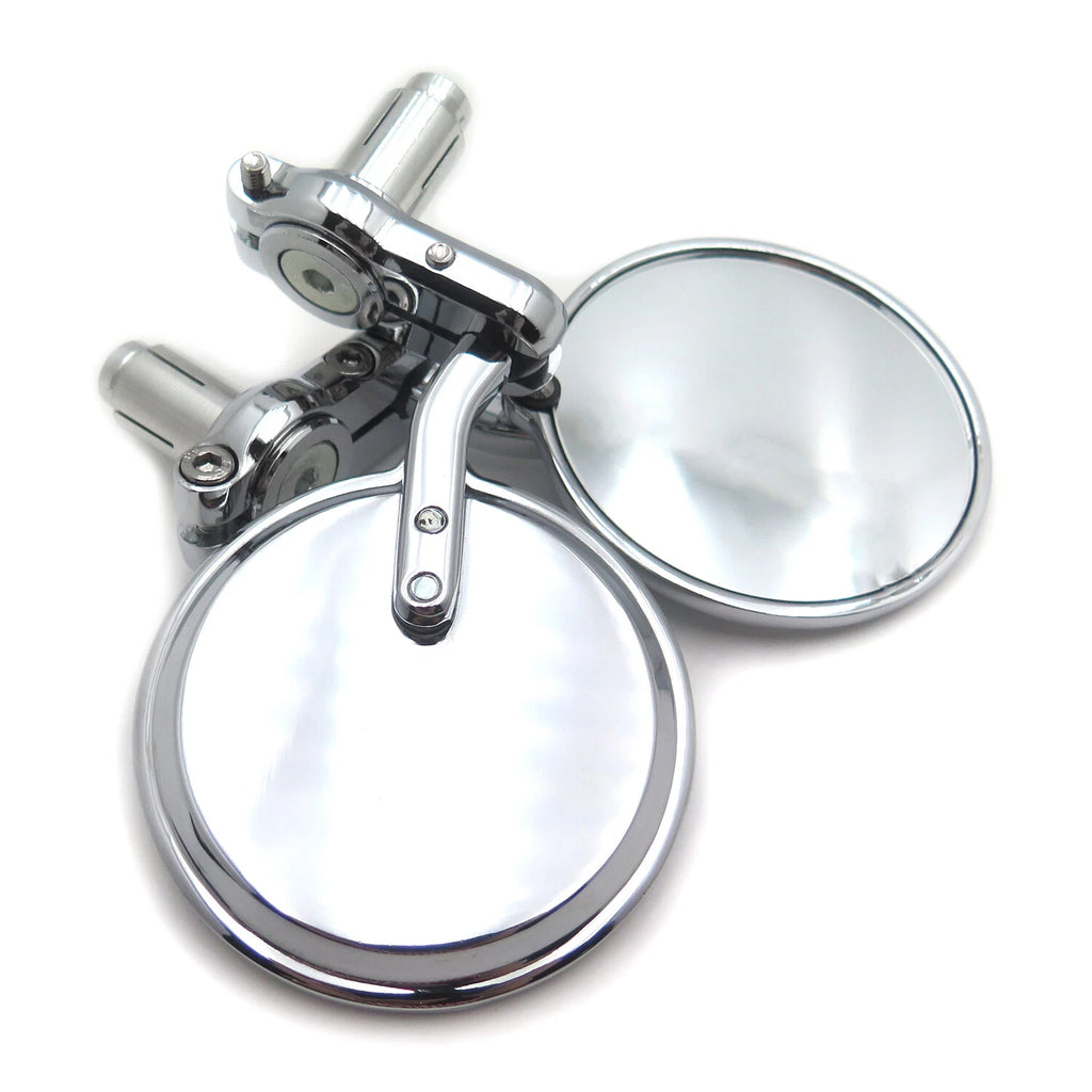 Pair Chrome Round 7/8" Handle Bar End Side Mirrors for Universal Motorcycle