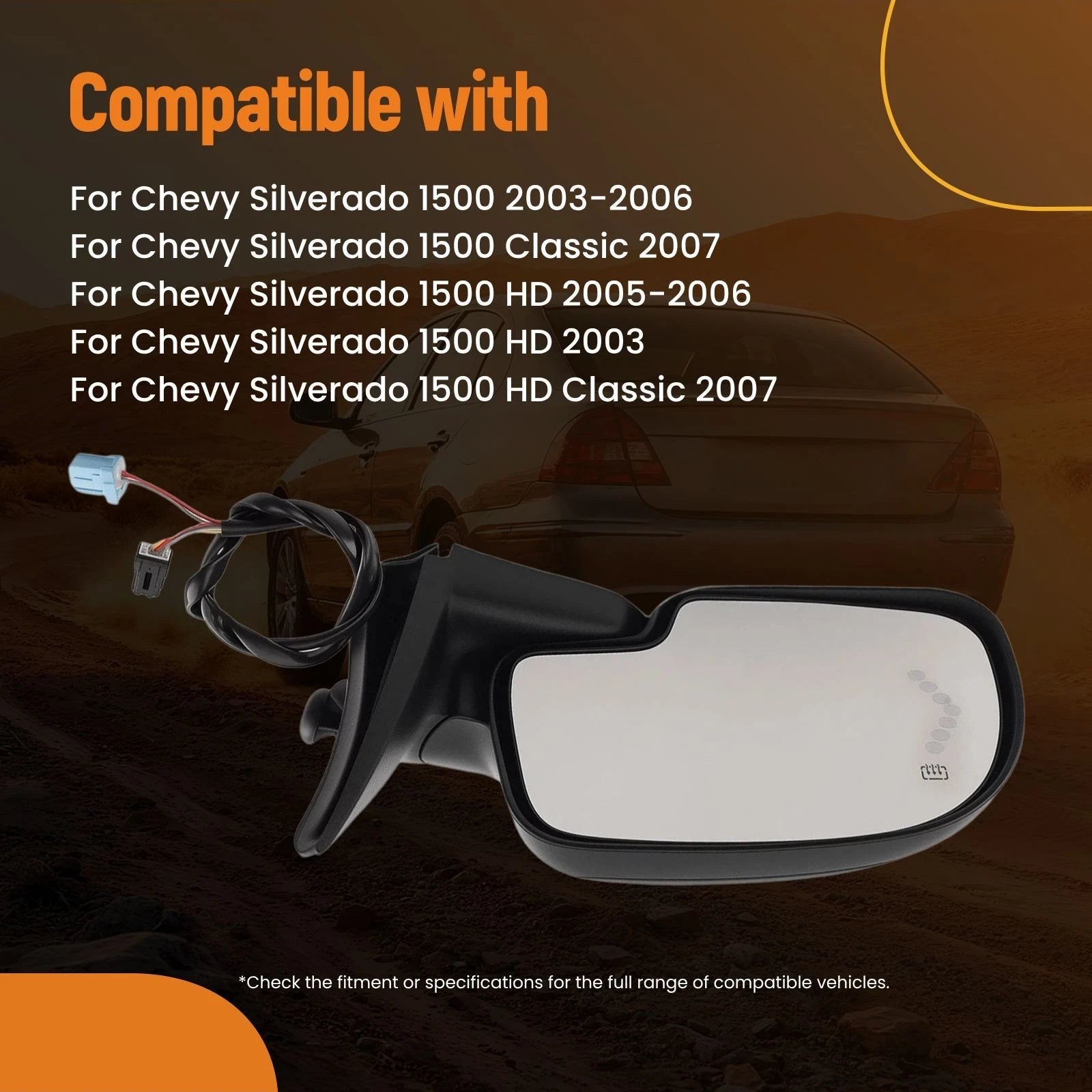 Heated Power Side View Mirror Set for Chevy Suburban 2500 (2000–2005)