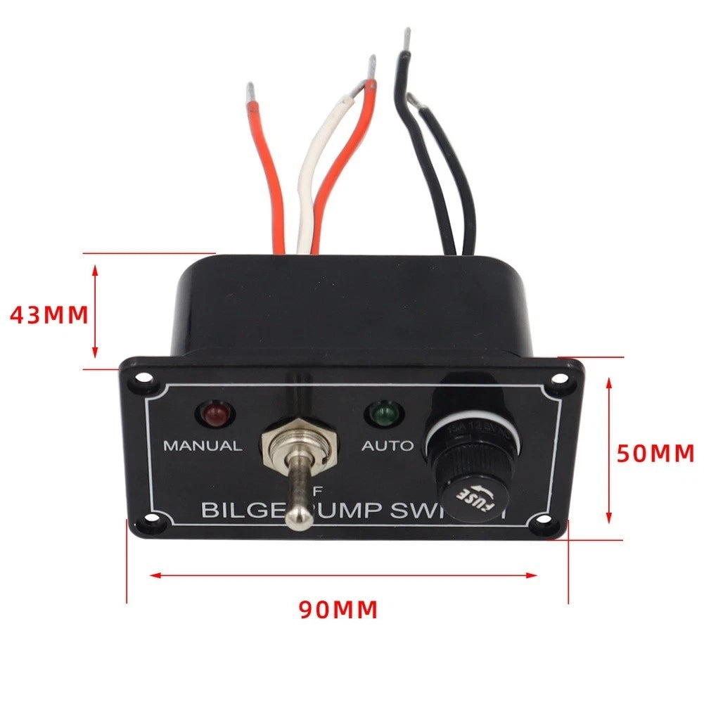 Bilge Pump Switch Panel for Boat 12V 5A Three Position Manual Off Auto
