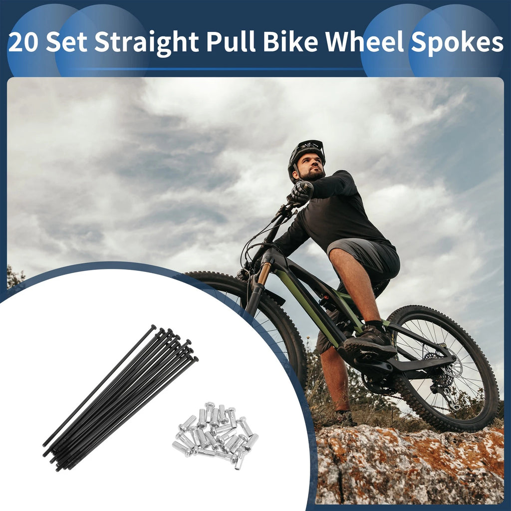 Bicycle Spokes Straight Pull 101mm Carbon Steel Black Set for 14G (1–1)
