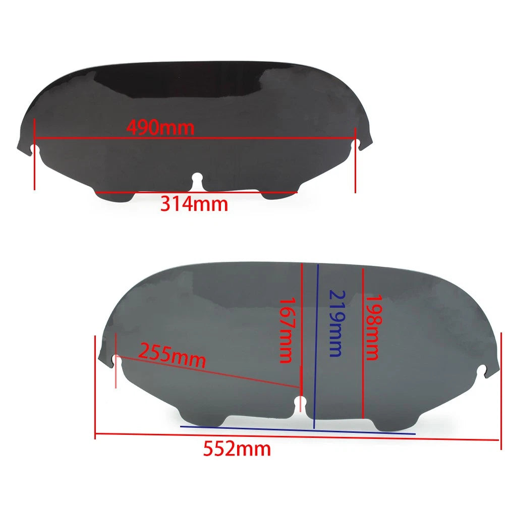 7" Windshield for Harley Touring Electra Street Tri Glide (1996–2013) Black