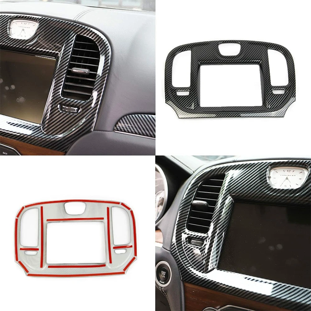 Carbon Fiber Look Central Control Navigation Screen Trim for Chrysler 300 (2015–2023)