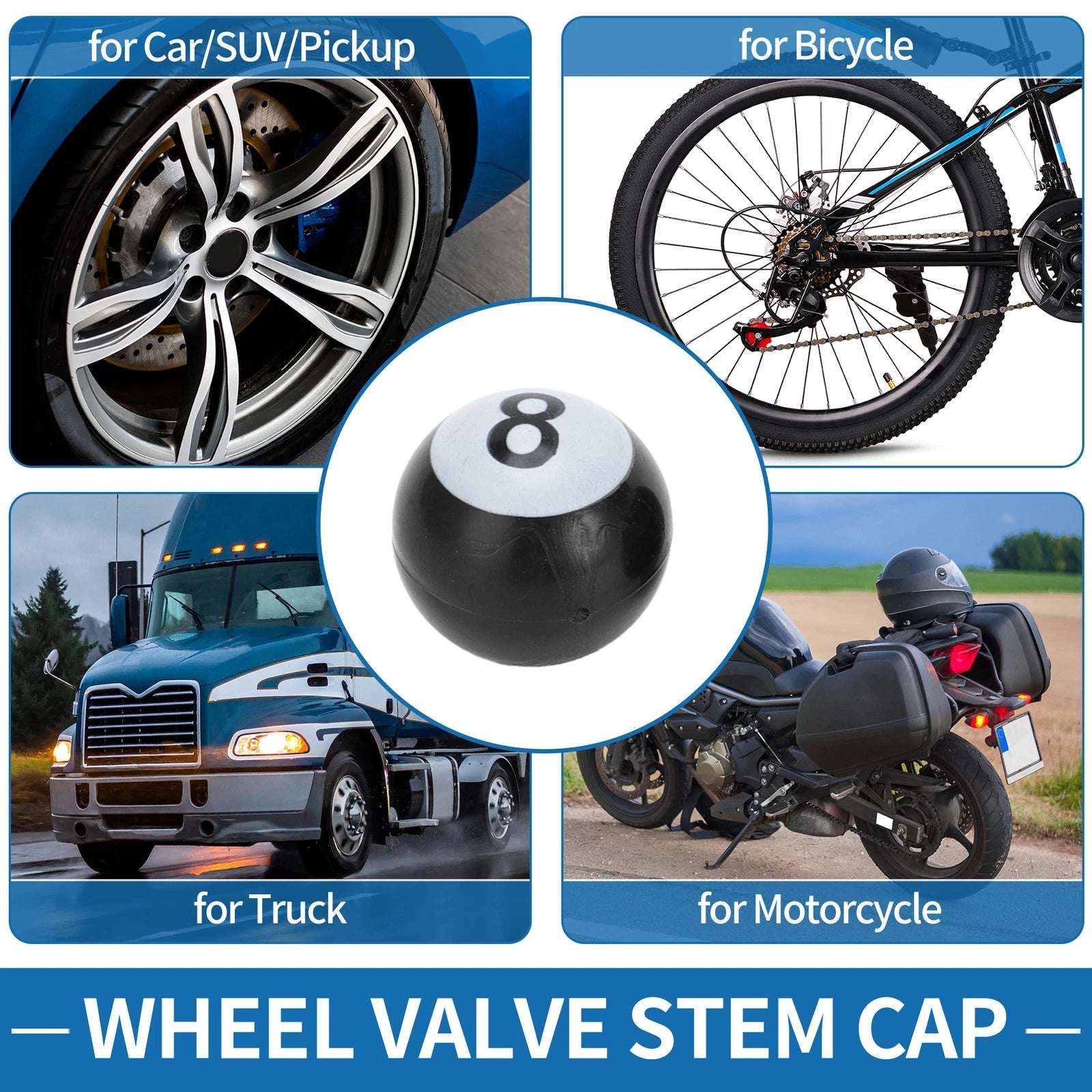 Valve Stem Caps 19x17mm Replacement for Car SUV Bike RV (4 Pack)