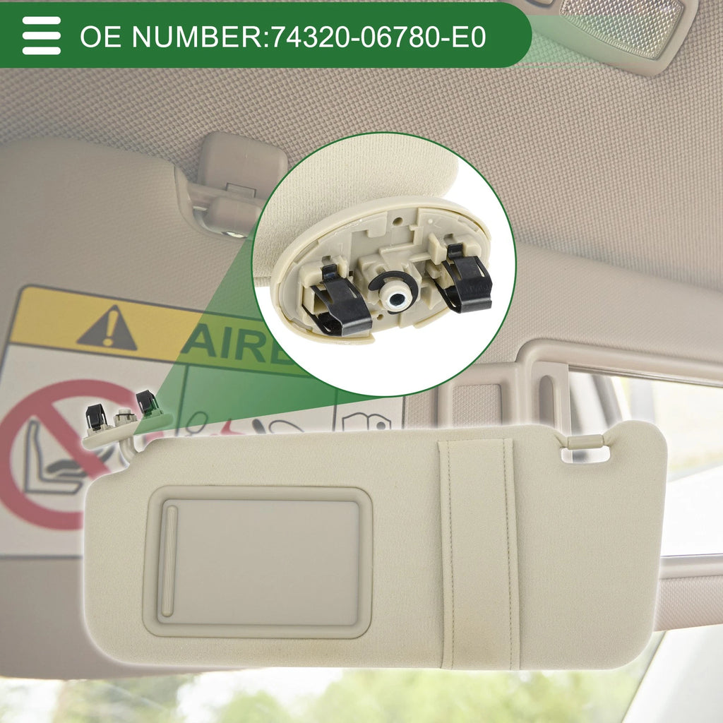 Left Driver Side Car Sun Visor OEM Replacement for Toyota Camry (2007–2011)