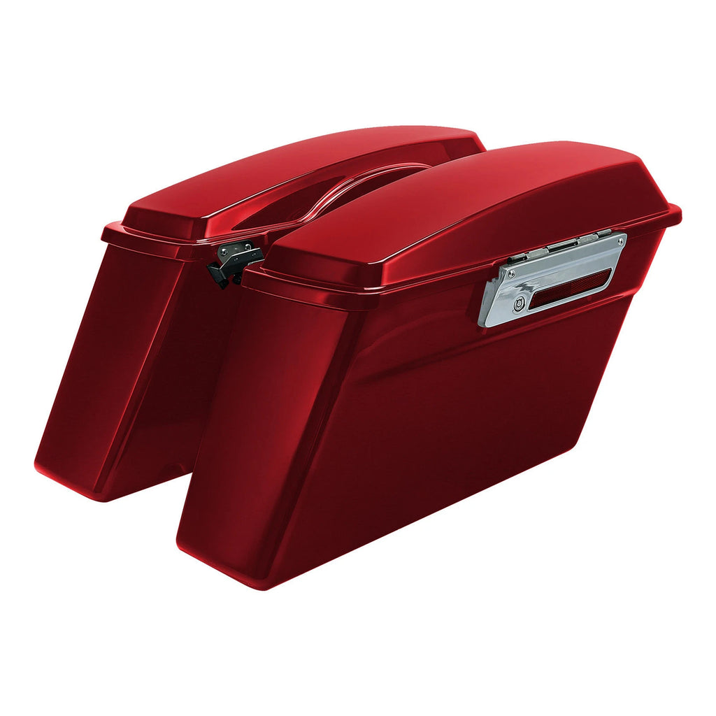Red Hard Saddlebag & Chrome Conversion Bracket for Harley Softail FLST (1984–2017)