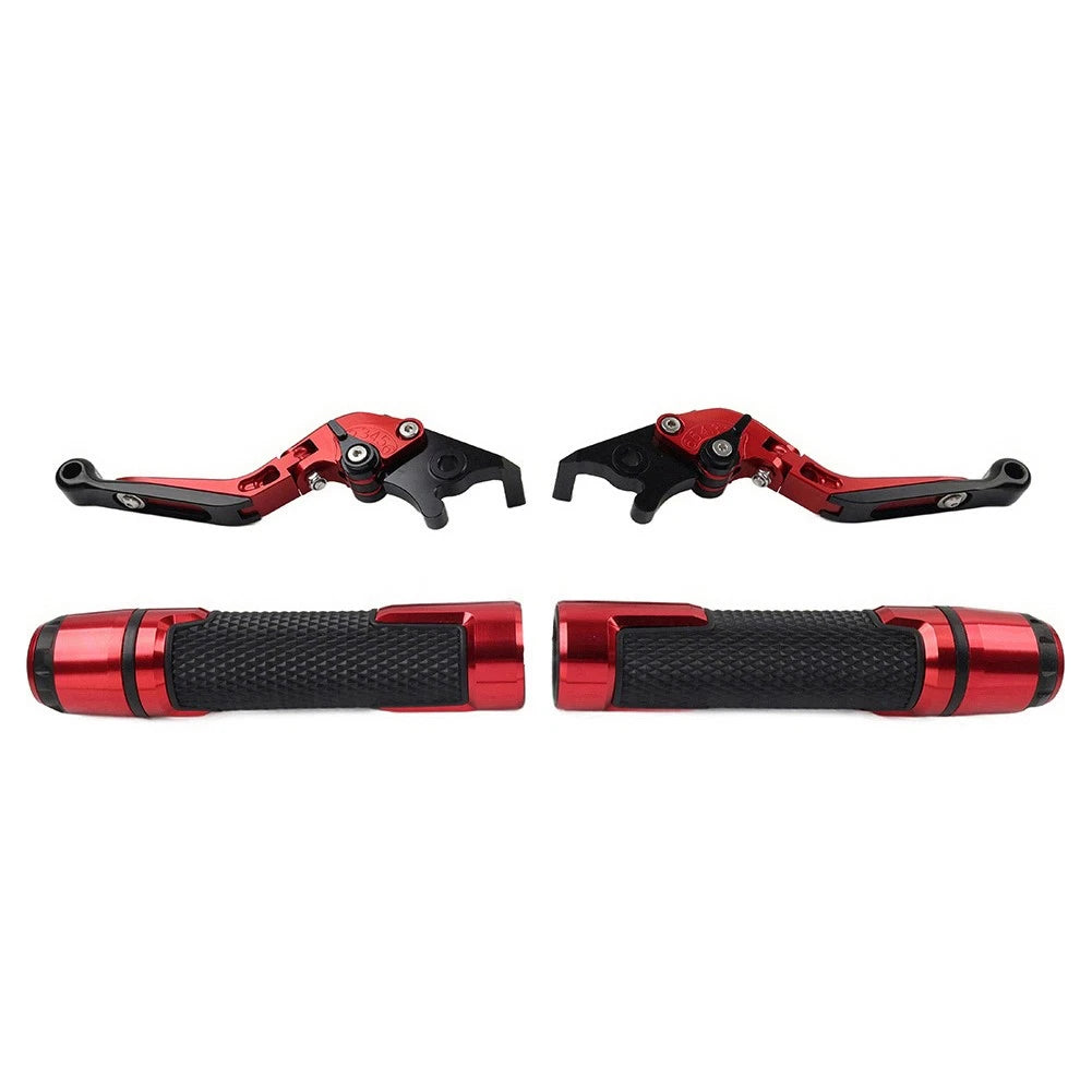 Red Extendable Brake Clutch Levers Handlebar Grips Sets For Speed Triple R