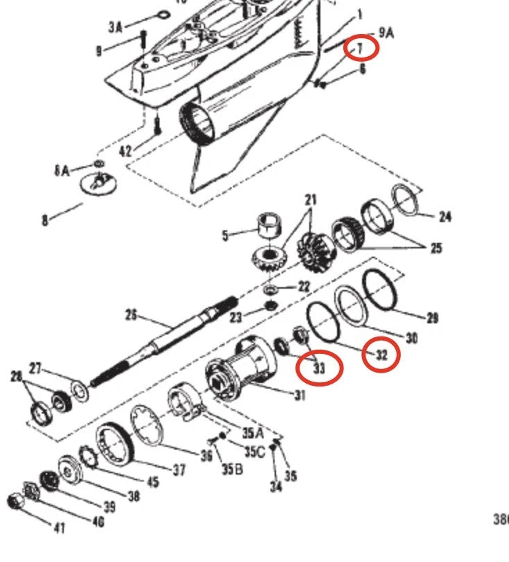 Propeller Shaft Seal Kit for Mercruiser Stern Drive (26-76868, 8M0214920, 8M0058390)
