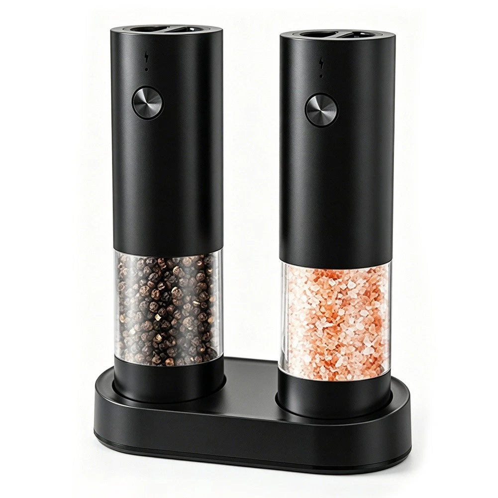 2X Electric Salt and Pepper Grinder Set with LED Light Base