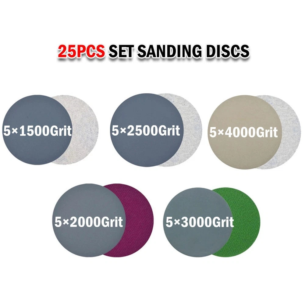 25pcs 3 Inch Hook & Loop Sandpaper Discs 1500 2000 2500 3000 4000 Grit