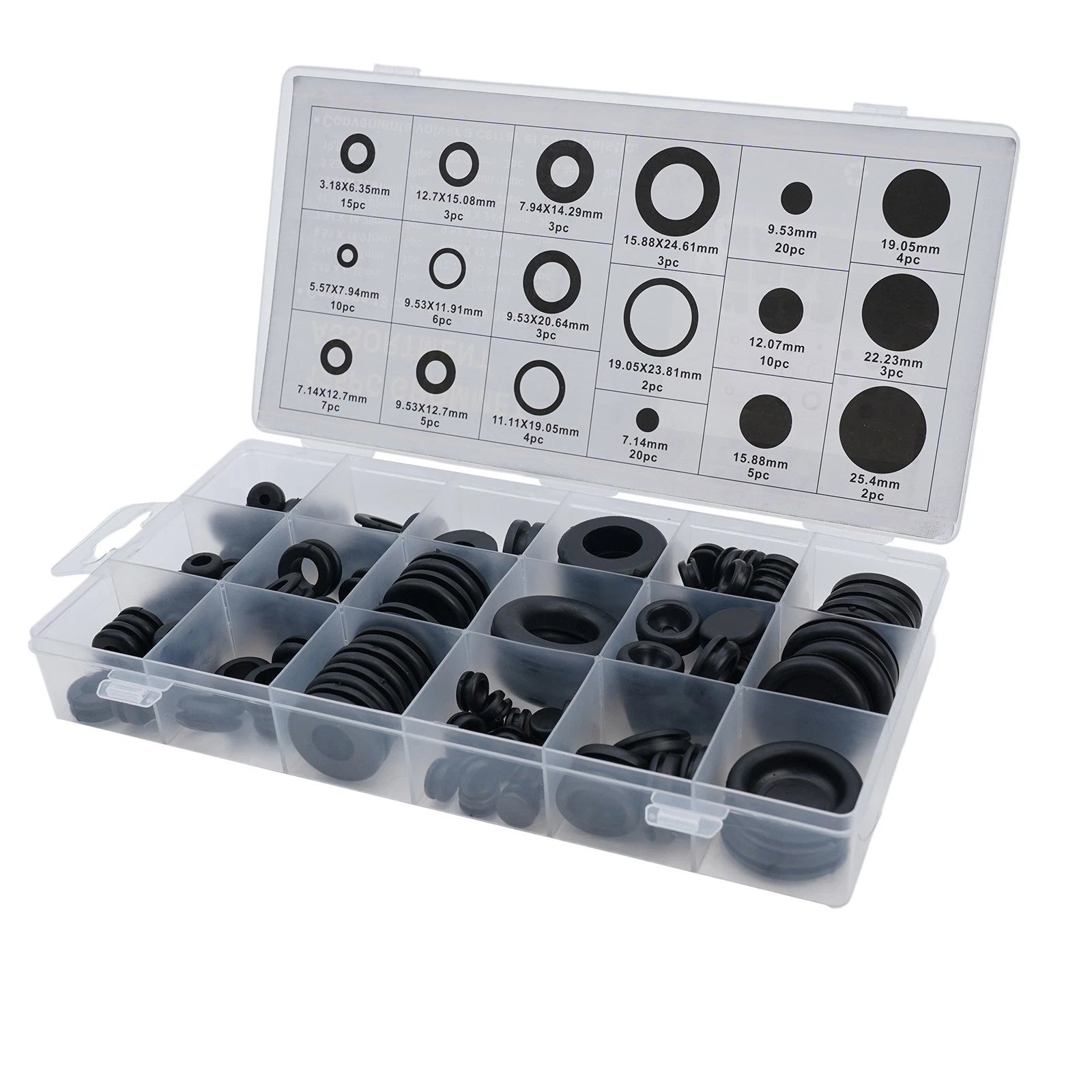 125Pcs Rubber Wiring Grommet Assortment Kit for Universal Applications