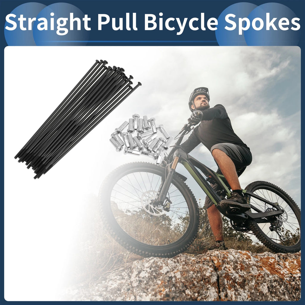 Bicycle Spokes Straight Pull 104mm Carbon Steel Black for Universal (All)