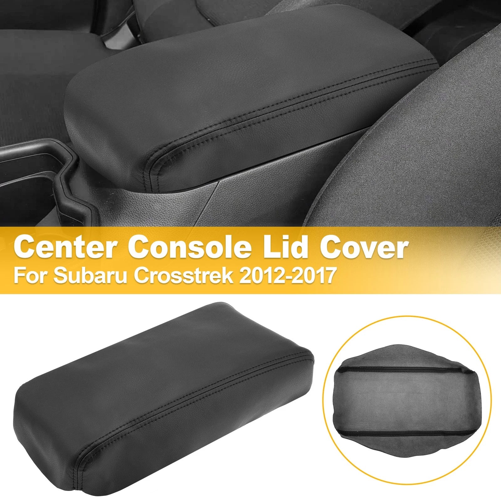 Leather Center Console Lid Armrest Cover Replacement for Subaru Crosstrek (2012–2017)