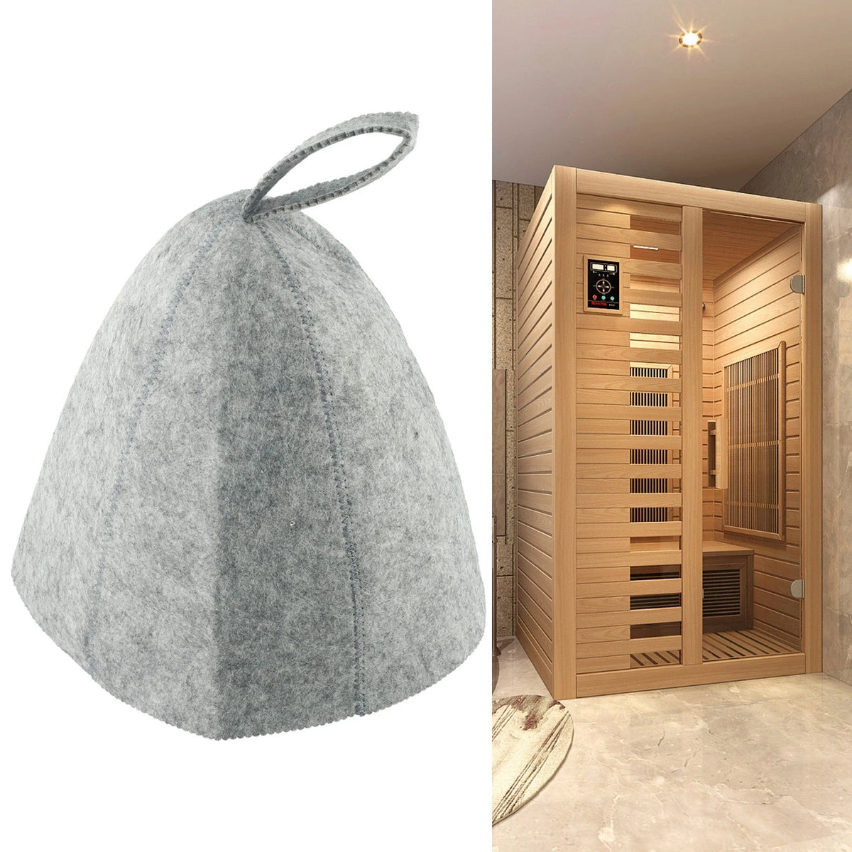 Sauna Hat for Spa Bath Protection (Grey/White)