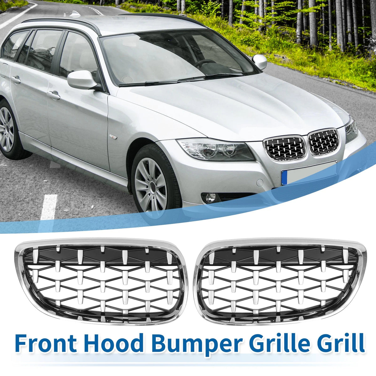 Front Hood Bumper Grille Pair for BMW 328xi M3 335xi 328i (2007–2013)
