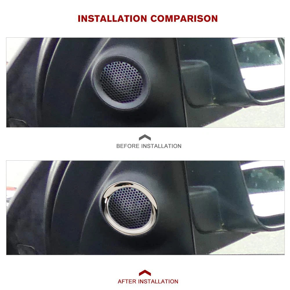 For 11-21 Jeep Grand Cherokee Durango Chrome Front Door Sound Speaker Trim Ring