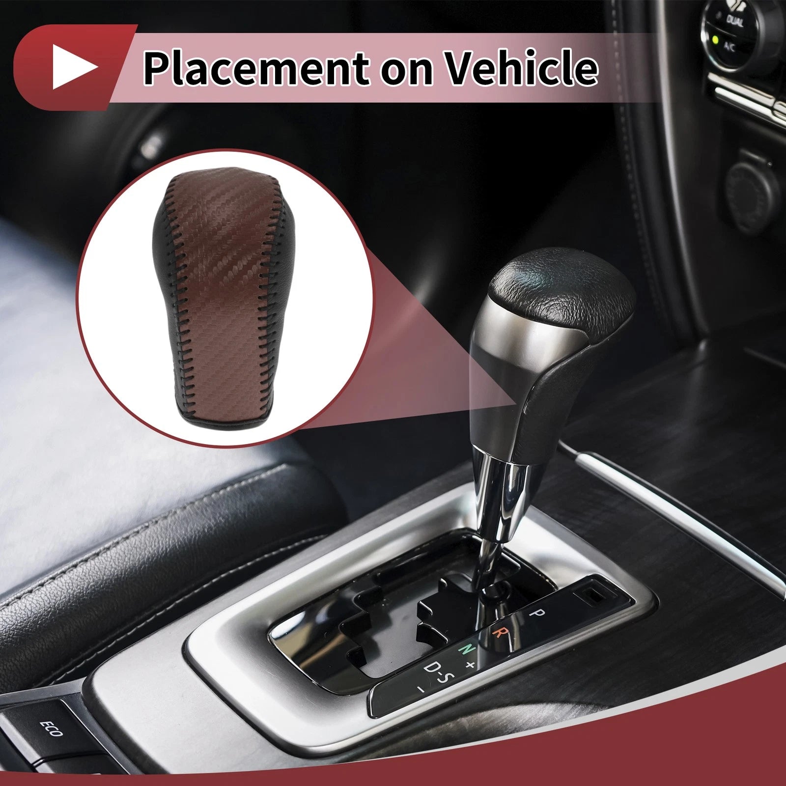 Gear Shift Knob Cover Replacement for Hyundai Tucson (2015–2018) Black Brown