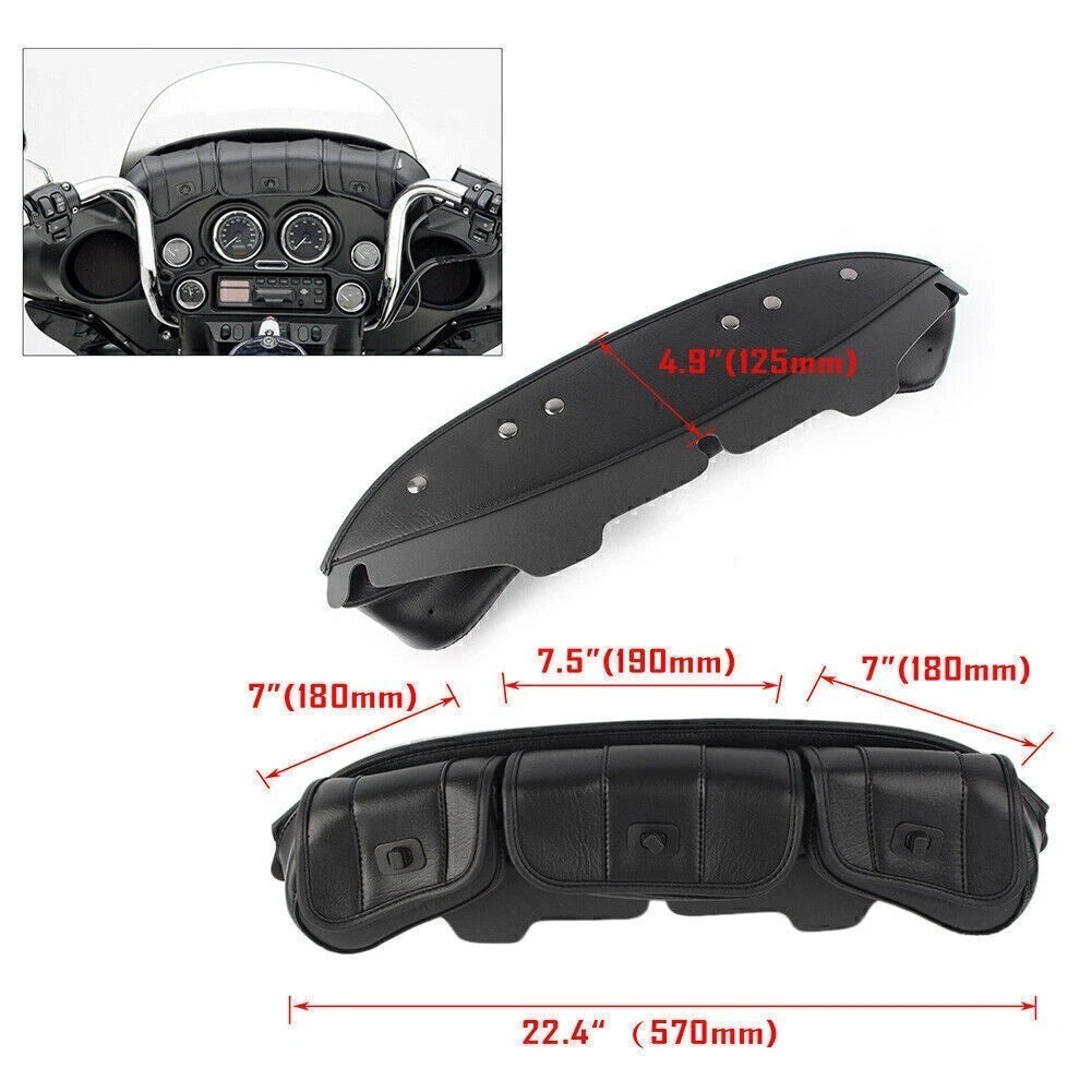 3 Pocket Windshield Fairing Pouch Bag for Harley Touring Electra Glide (1996–2013)