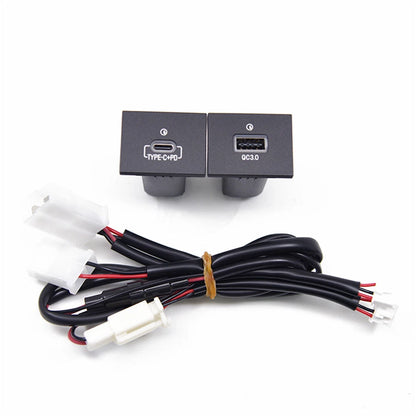 USB-A QC3.0 & USB-C PD Fast Charger Socket for Ford Focus MK2 (2005–2009)