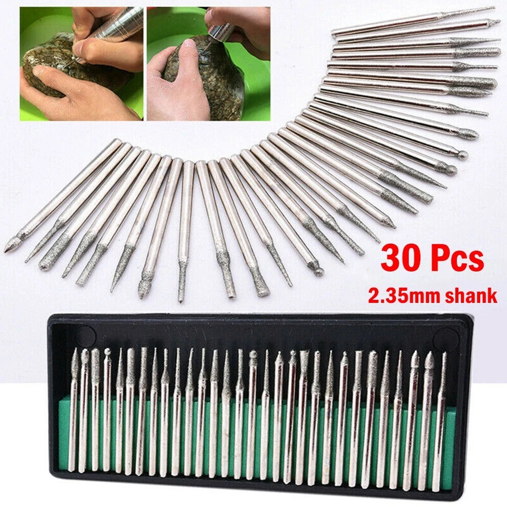 Diamond Bur Set 2.35mm for Automotive Tools (Approx. 45mm)