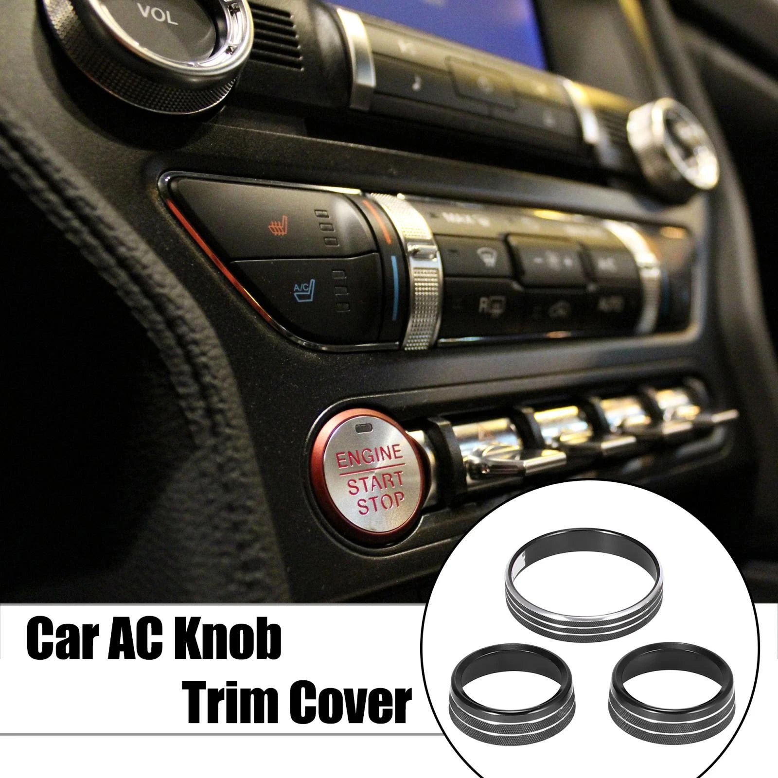 Headlight Volume Tune Knob Cover Set for Ford Mustang (2015–2020) Black