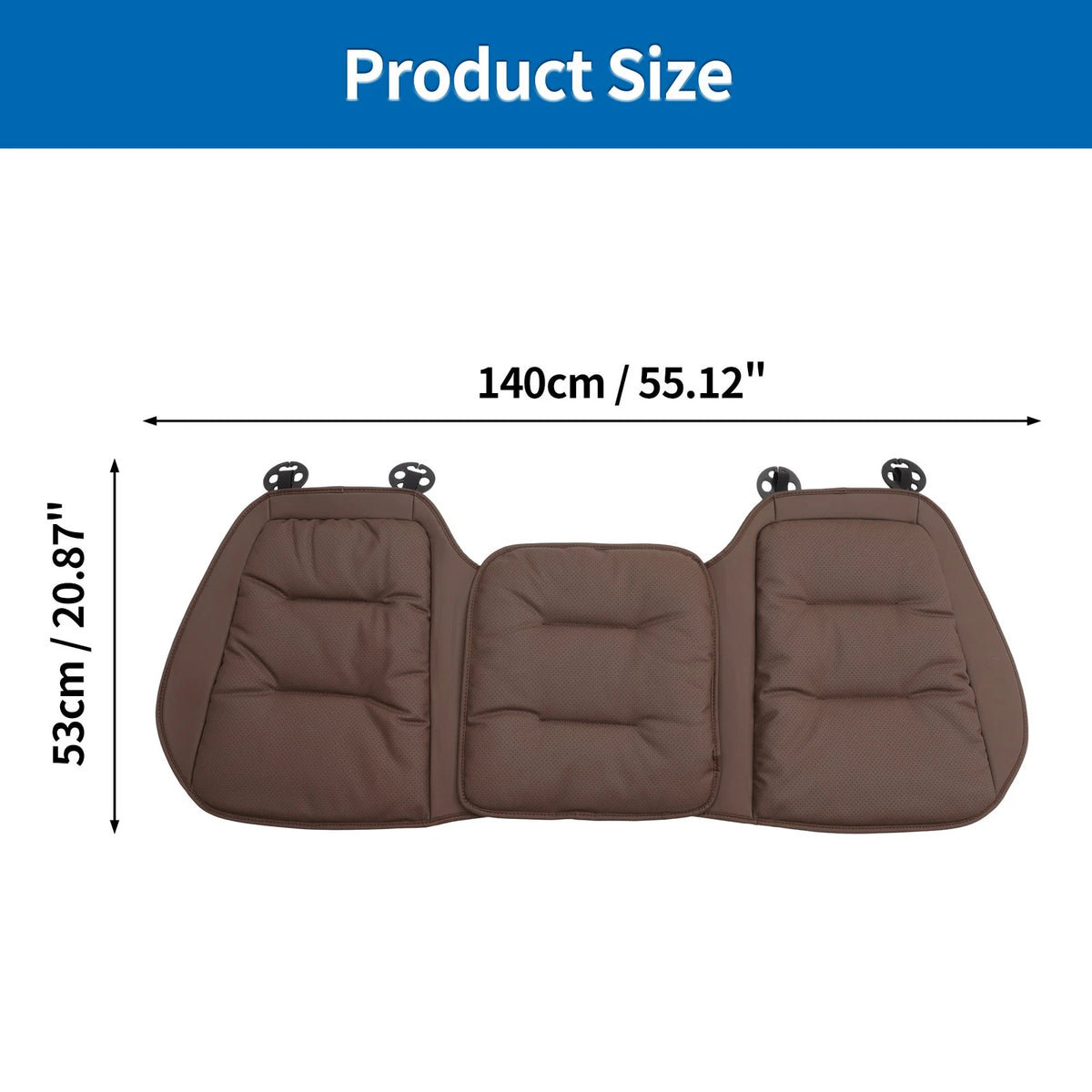 Brown Nappa Leather Back Seat Cover for Rear Bench (Non-Slip)