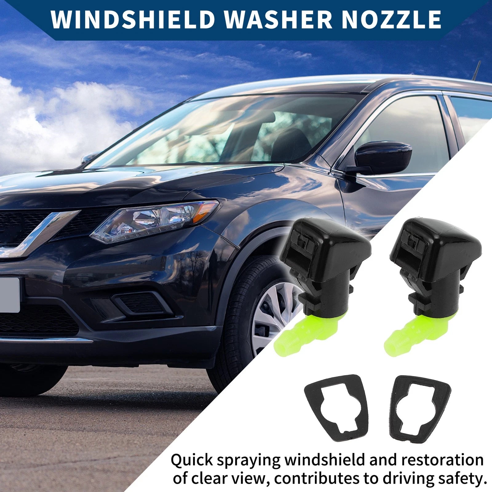 2 Piece Front Windshield Washer Nozzles Replacement for Ford F-450 (2011–2016)