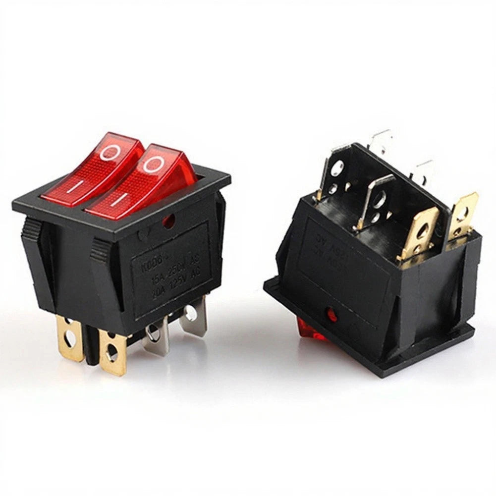 Dual DPDT Rocker Switch 6 Pin 2 Position for Electrical Devices