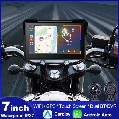 7" Portable Motorcycle GPS Navigation with Wireless CarPlay & Android Auto