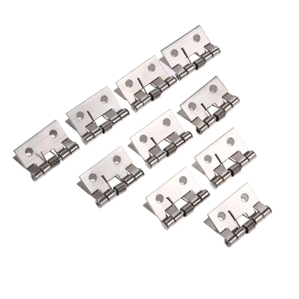 10x Silver Mini Spring Butt Hinge for Dollhouse Jewelry Chest (26x31mm)