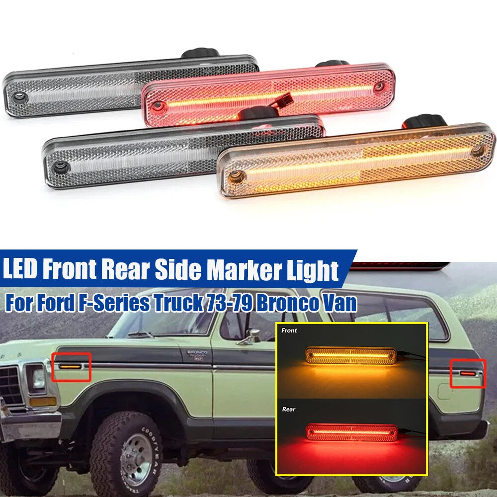 Set of 2 Front Rear Side Marker Light Lamp for Ford F-Ser Truck Bronco Van (1973–1979)
