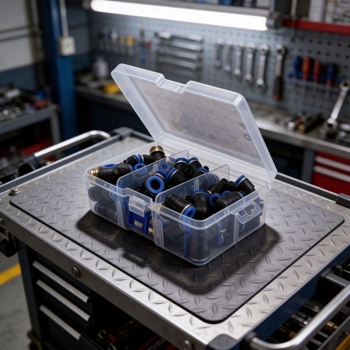 53 Piece Pneumatic Push In Connector Kit for Pipe Installation