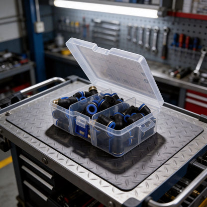 53 Piece Pneumatic Push In Connector Kit for Pipe Installation
