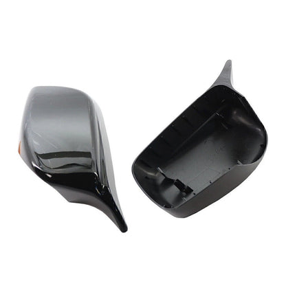 Pair Glossy Black Rear View Mirror Cover Shell for BMW E60 E61 (2004–2007) 51167078359, 51167078360