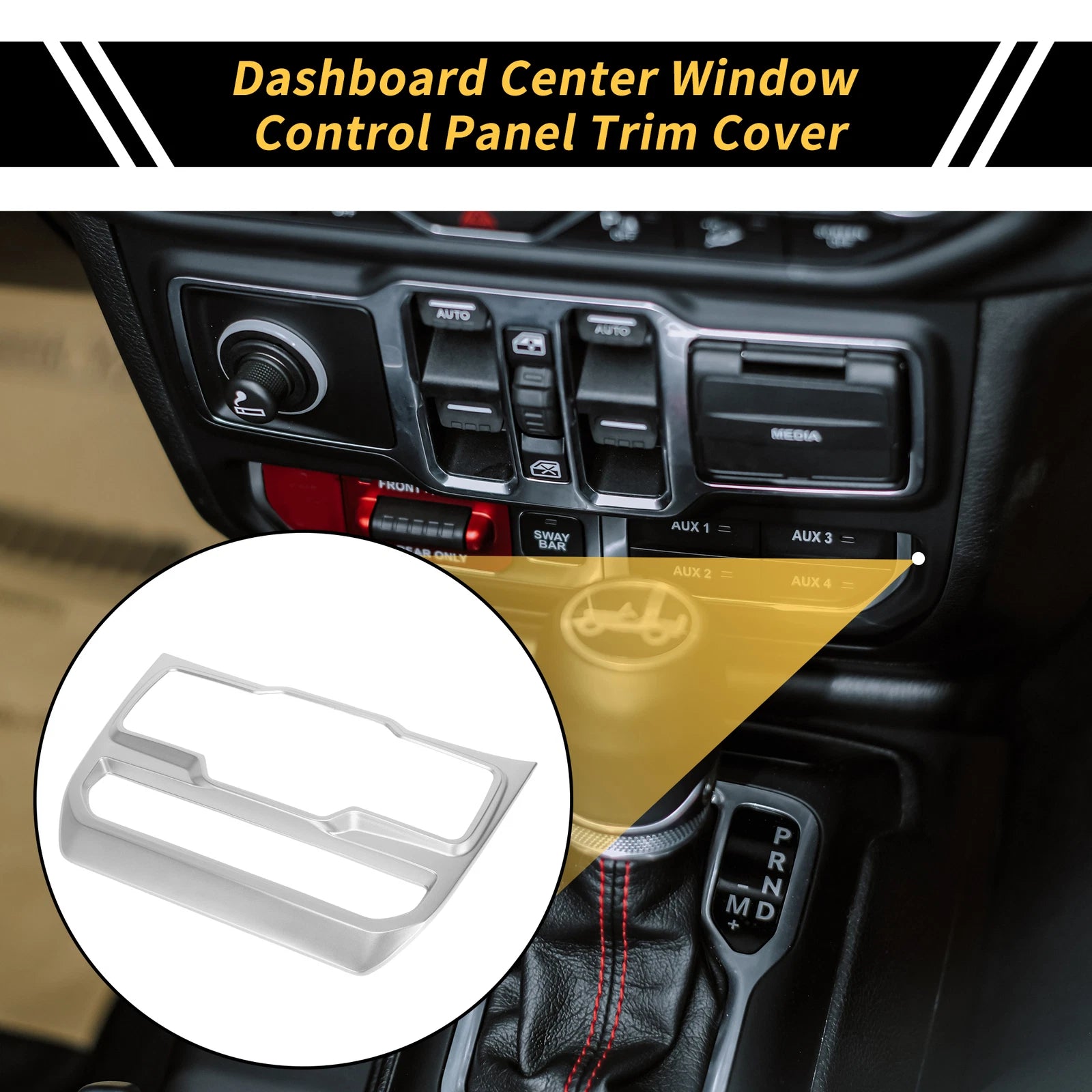 Dashboard Center Window Control Panel Cover for Jeep Wrangler JL (2018–2023) Silver Tone