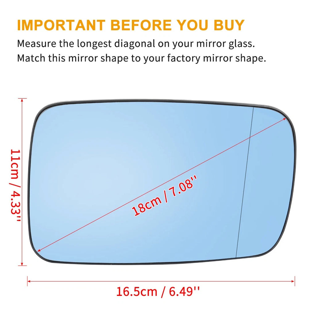 Mirror Glass Heated with Backing Plate Passenger Side RH for BMW 745i (2002–2005)