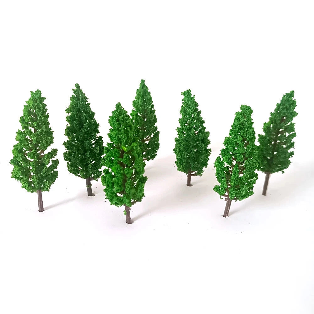 50Pcs Pine Trees for Train Railroad Wargame Scenery (Scale Model)