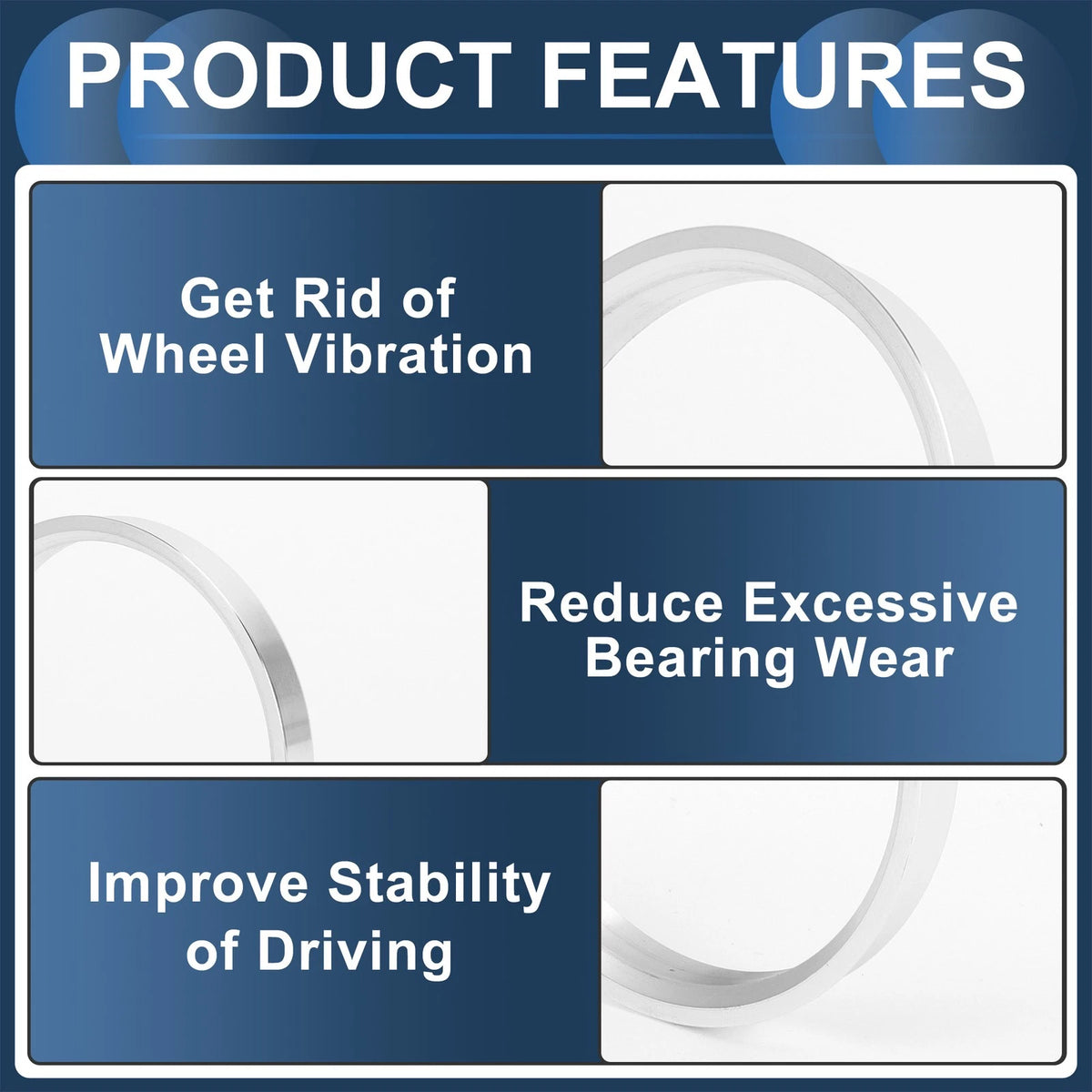 Set of 4 Aluminium Alloy Wheel Hub Centric Rings OD 76.1mm ID 69.1mm