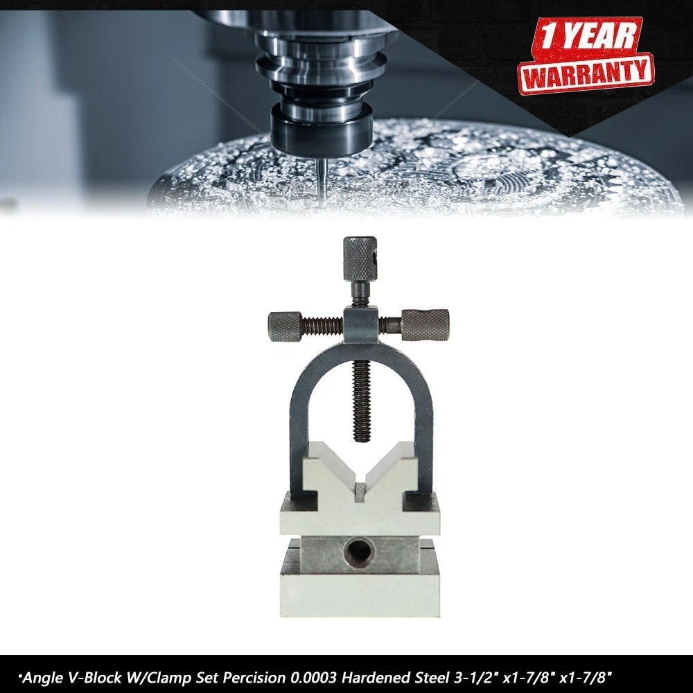 Angle V-Block W/Clamp Set for Precision Machining (0.0003) 3.5"x1.875"x1.875"