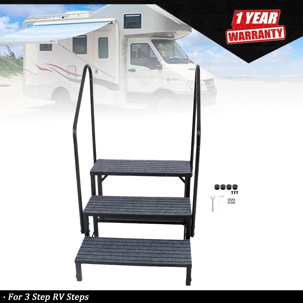3 Tier Heavy Duty Steel Mobile Home Steps for RV